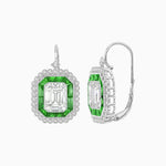 Load image into Gallery viewer, Art Deco Style Emerald Cut Stud Earrings with Illusion Emerald Cut Diamonds - Shahin Jewelry
