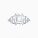 Load image into Gallery viewer, Art Deco Style Emerald Cut Three-Row Baguette Engagement Ring - Shahin Jewelry