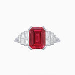 Load image into Gallery viewer, Art Deco Style Emerald Cut Three-Row Baguette Engagement Ring - Shahin Jewelry