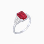 Load image into Gallery viewer, Art Deco Style Emerald Cut Three-Row Baguette Engagement Ring - Shahin Jewelry