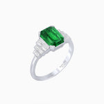 Load image into Gallery viewer, Art Deco Style Emerald Cut Three-Row Baguette Engagement Ring - Shahin Jewelry