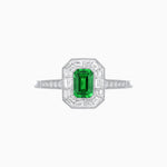 Load image into Gallery viewer, Art Deco Style Emerald Shape Halo Engagement Ring with Gemstone - Shahin Jewelry