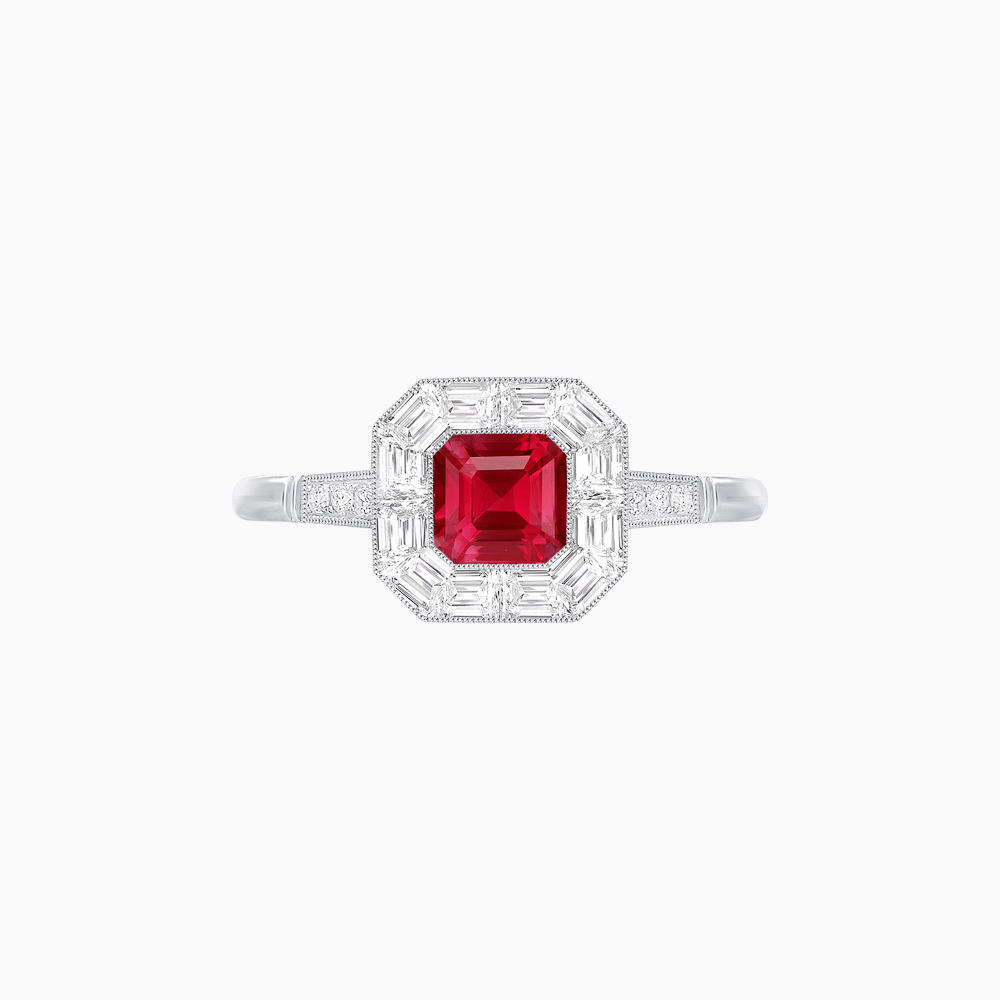 Art Deco Style Engagement Ring with Asscher Cut - Shahin Jewelry