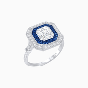 Art Deco Style Engagement Ring with Asscher Cut - Shahin Jewelry