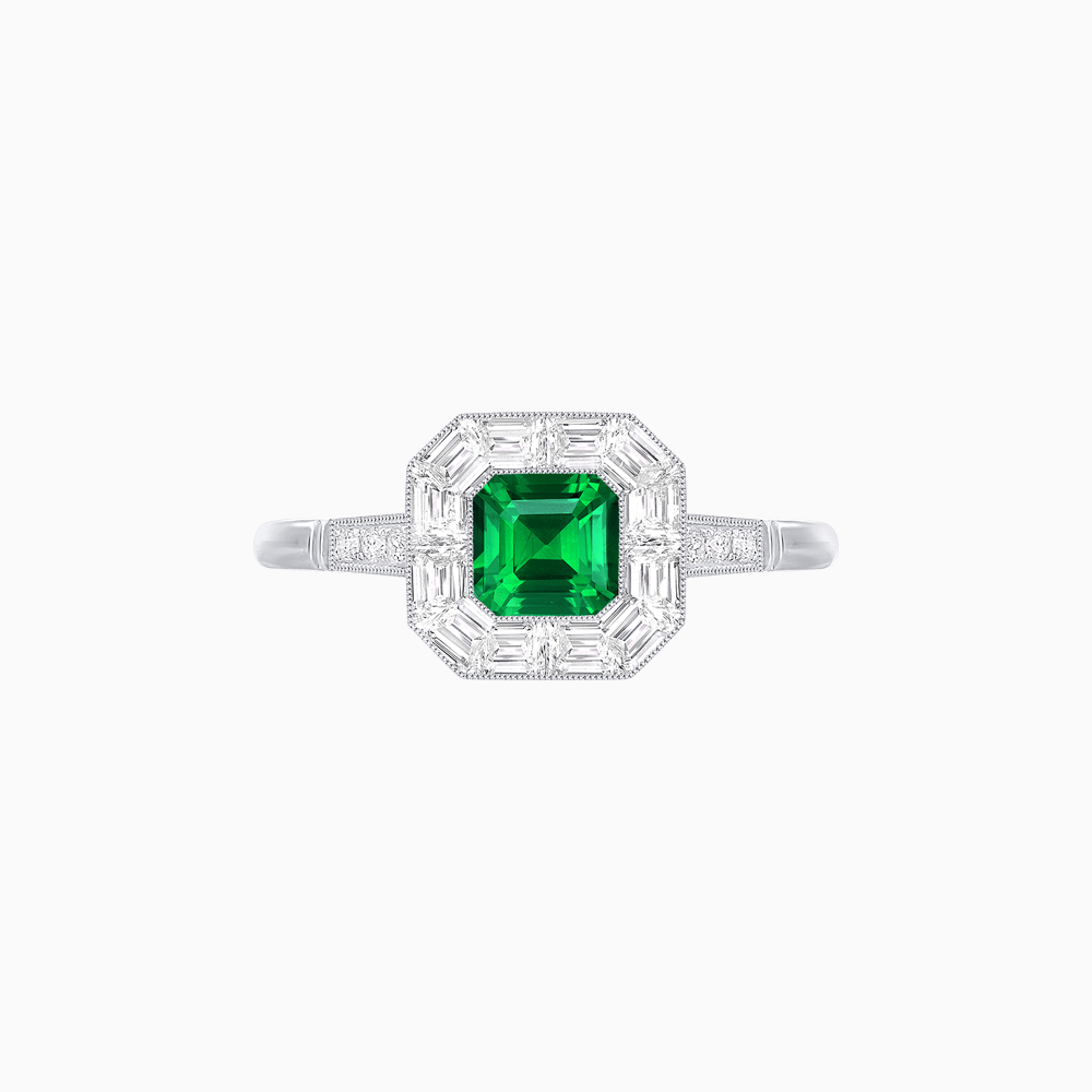 Art Deco Style Engagement Ring with Asscher Cut - Shahin Jewelry