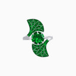 Load image into Gallery viewer, Art Deco Style Fan Motif Ring with Round Center Stone and Calibre-Cut Gemstone Accents - Shahin Jewelry