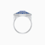 Load image into Gallery viewer, Art Deco Style French Cut Sapphire Ring With Diamond - Shahin Jewelry