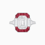 Load image into Gallery viewer, Art Deco Style French Cut Sapphire Ring With Diamond - Shahin Jewelry
