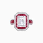 Load image into Gallery viewer, Art Deco Style French Cut Sapphire Ring With Diamond - Shahin Jewelry
