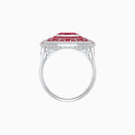 Load image into Gallery viewer, Art Deco Style French Cut Sapphire Ring With Diamond - Shahin Jewelry