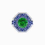 Load image into Gallery viewer, Art Deco Style French Cut Sapphire Ring With Diamond - Shahin Jewelry