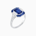 Load image into Gallery viewer, Art Deco Style French Cut Sapphire Ring With Gemstone - Shahin Jewelry