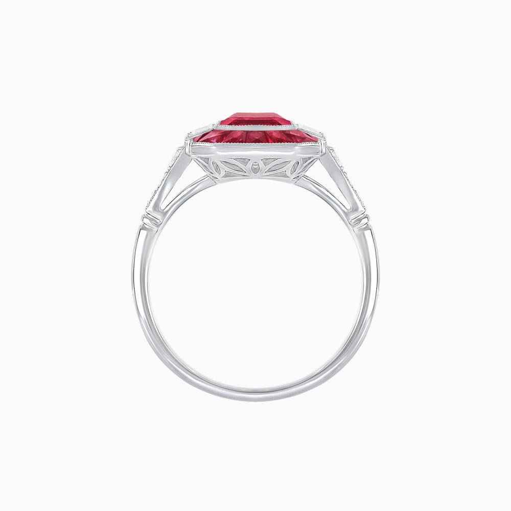 Art Deco Style French Cut Sapphire Ring With Gemstone - Shahin Jewelry