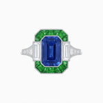 Load image into Gallery viewer, Art Deco Style French Cut Sapphire Ring With Gemstone - Shahin Jewelry