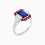 Load image into Gallery viewer, Art Deco Style French Cut Sapphire Ring With Gemstone - Shahin Jewelry
