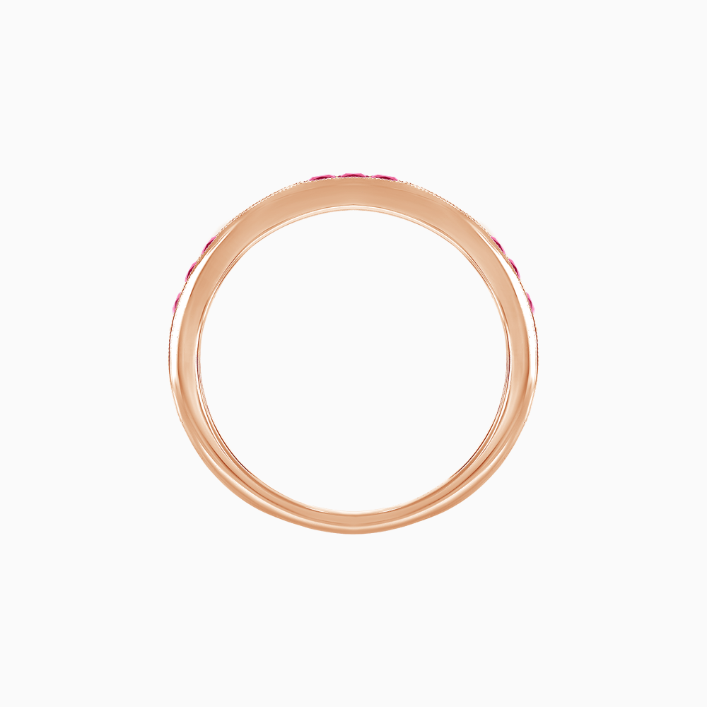 Art Deco Style French - Cut Spinel and Diamond Half Eternity Band in 14K Rose Gold - Shahin Jewelry
