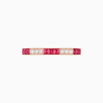Load image into Gallery viewer, Art Deco Style French - Cut Spinel and Diamond Half Eternity Band in 14K Rose Gold - Shahin Jewelry
