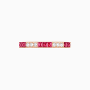 Art Deco Style French - Cut Spinel and Diamond Half Eternity Band in 14K Rose Gold - Shahin Jewelry