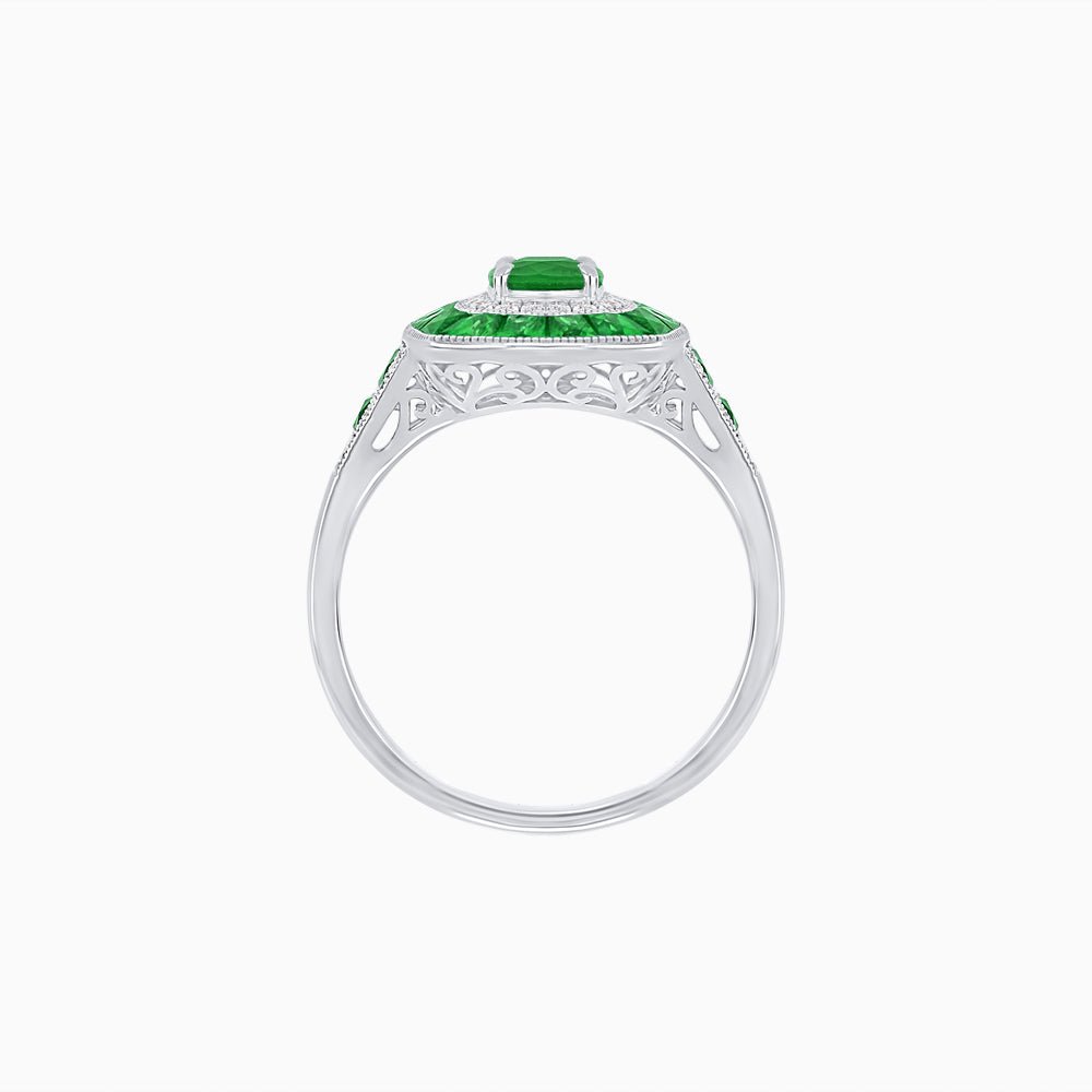 Art Deco Style Gemstone Engagement Ring - Shahin Jewelry