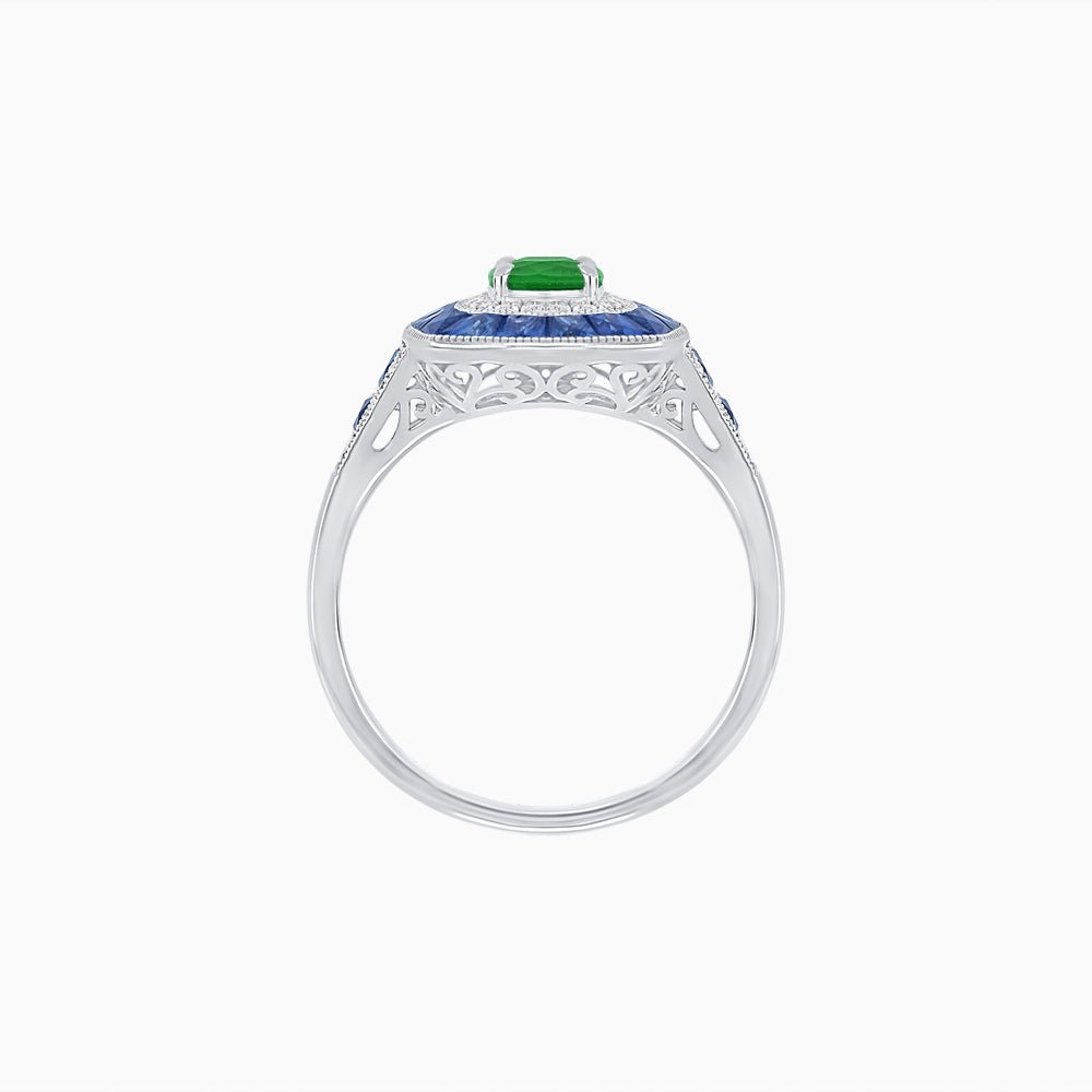 Art Deco Style Gemstone Engagement Ring - Shahin Jewelry