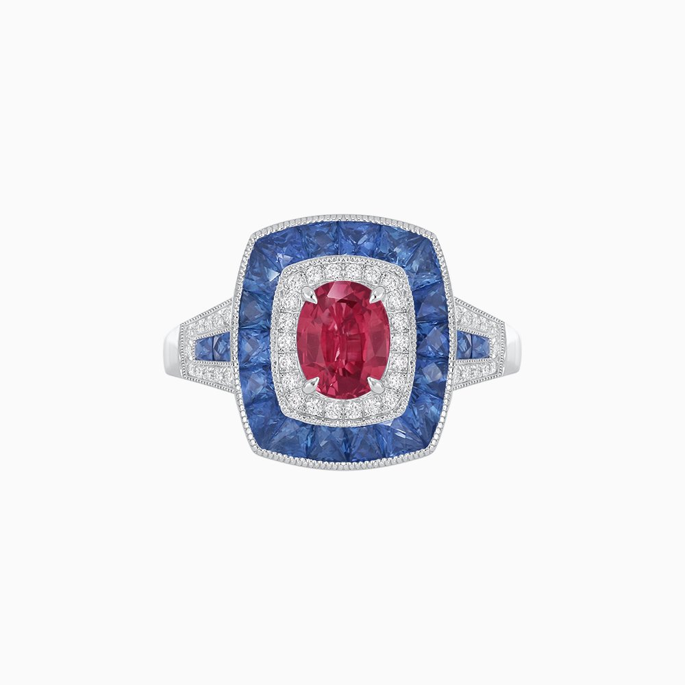 Art Deco Style Gemstone Engagement Ring - Shahin Jewelry