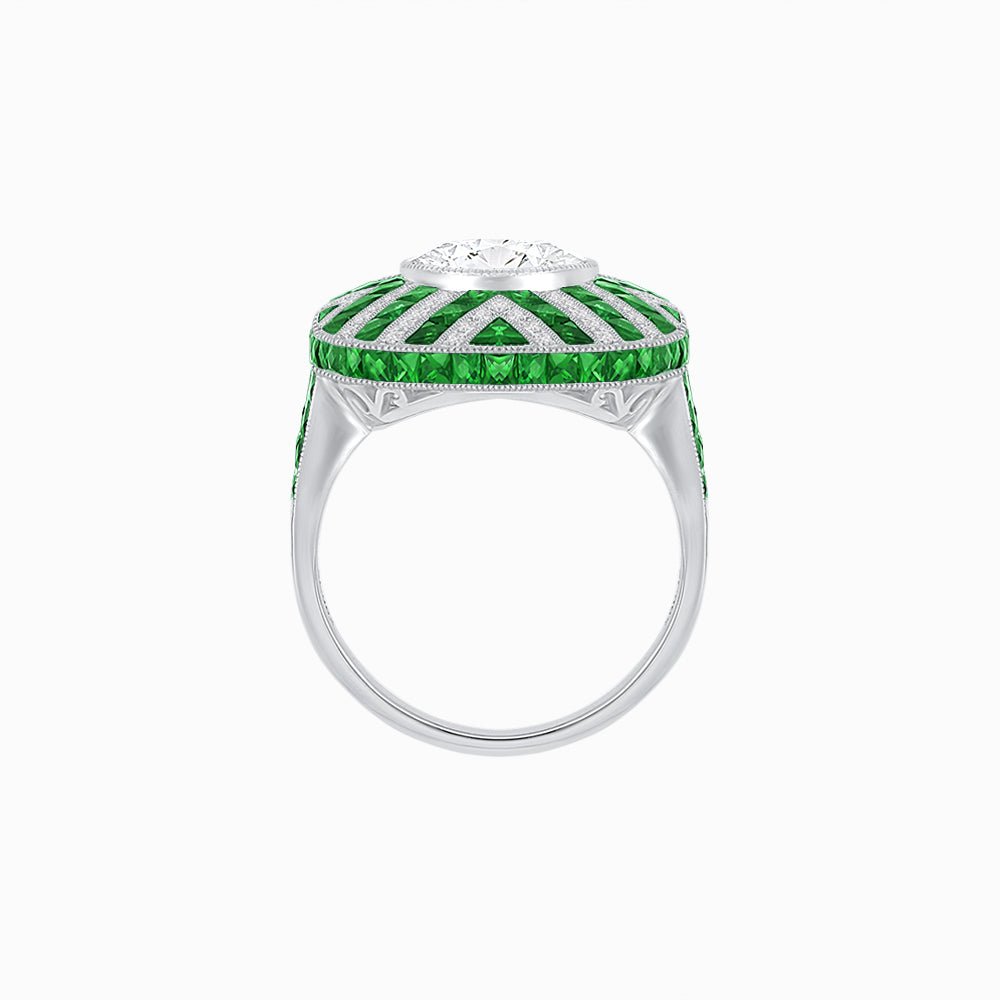 Art Deco Style Geometric Cocktail Ring - Shahin Jewelry