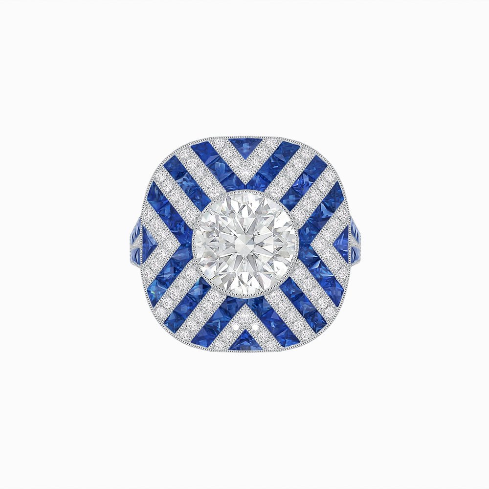 Art Deco Style Geometric Cocktail Ring - Shahin Jewelry