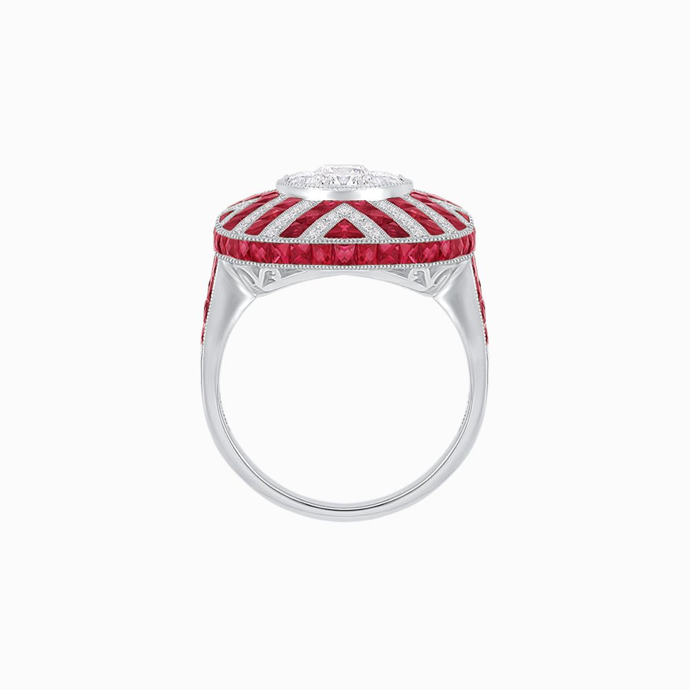 Art Deco Style Geometric Cocktail Ring Illusion Setting - Shahin Jewelry