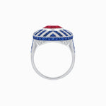 Load image into Gallery viewer, Art Deco Style Geometric Cocktail Ring with Gemstone - Shahin Jewelry
