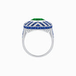 Load image into Gallery viewer, Art Deco Style Geometric Cocktail Ring with Gemstone - Shahin Jewelry
