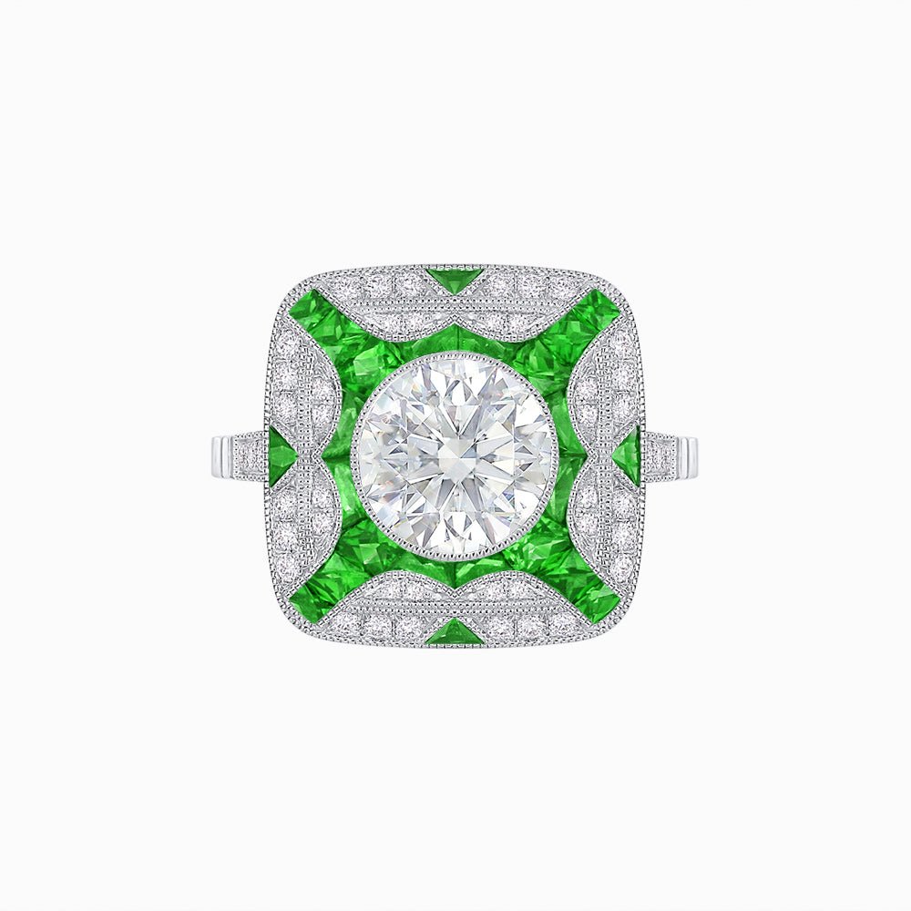 Art Deco Style Geometric Engagement Ring - Shahin Jewelry