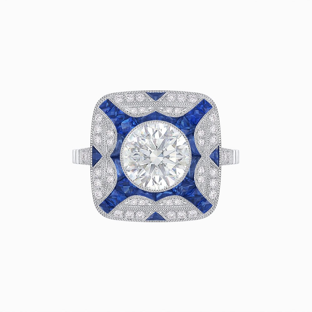 Art Deco Style Geometric Engagement Ring - Shahin Jewelry