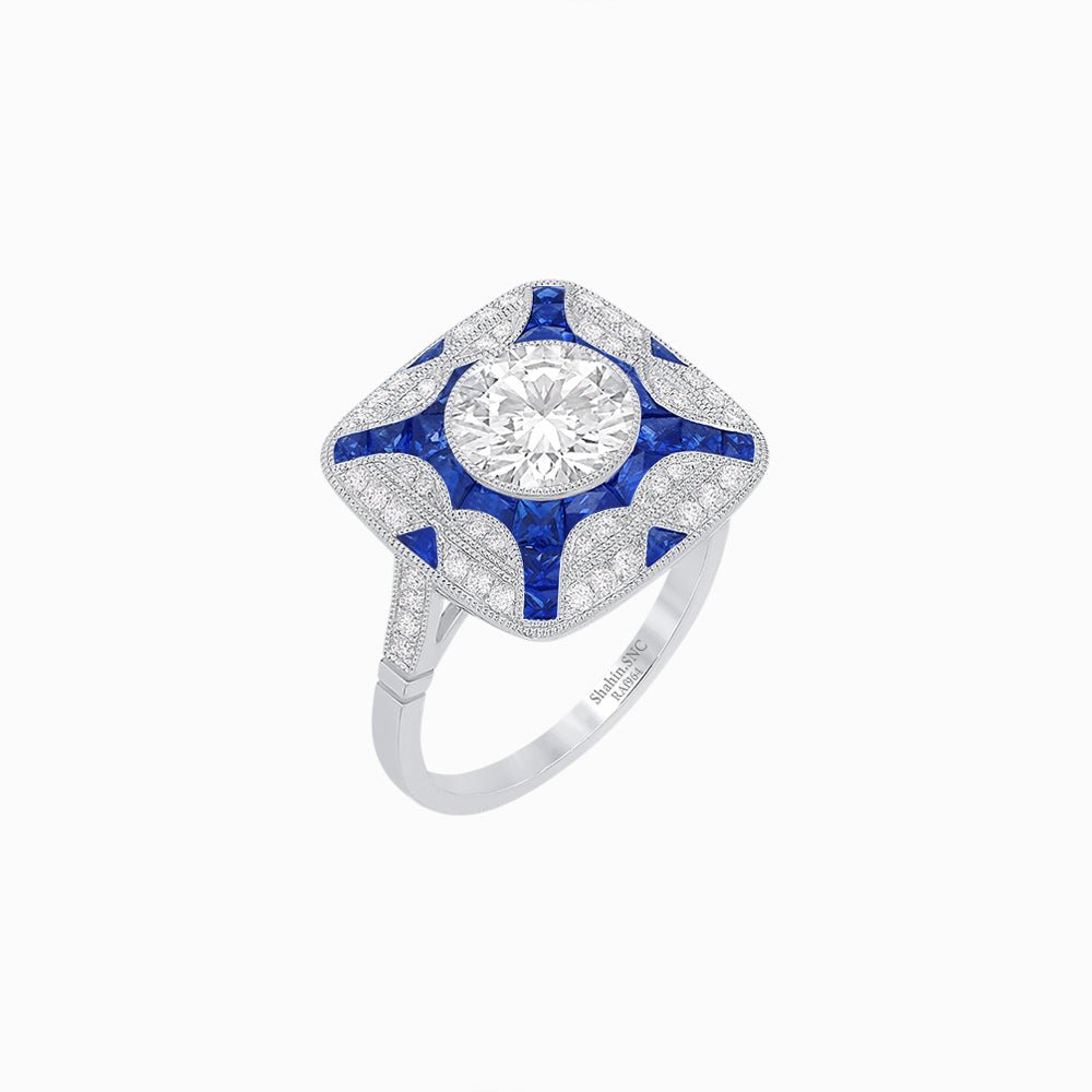 Art Deco Style Geometric Engagement Ring - Shahin Jewelry