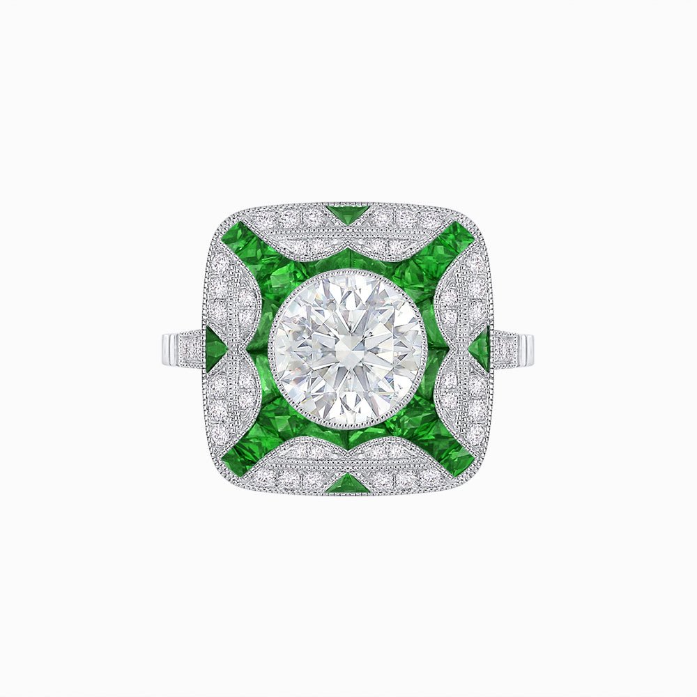 Art Deco Style Geometric Engagement Ring - Shahin Jewelry