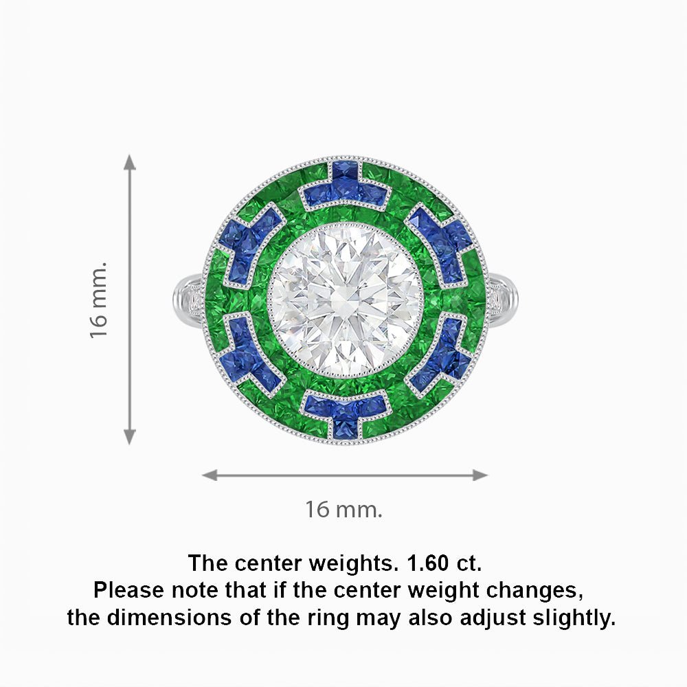 Art Deco Style Geometric Engagement Ring with Diamond - Shahin Jewelry