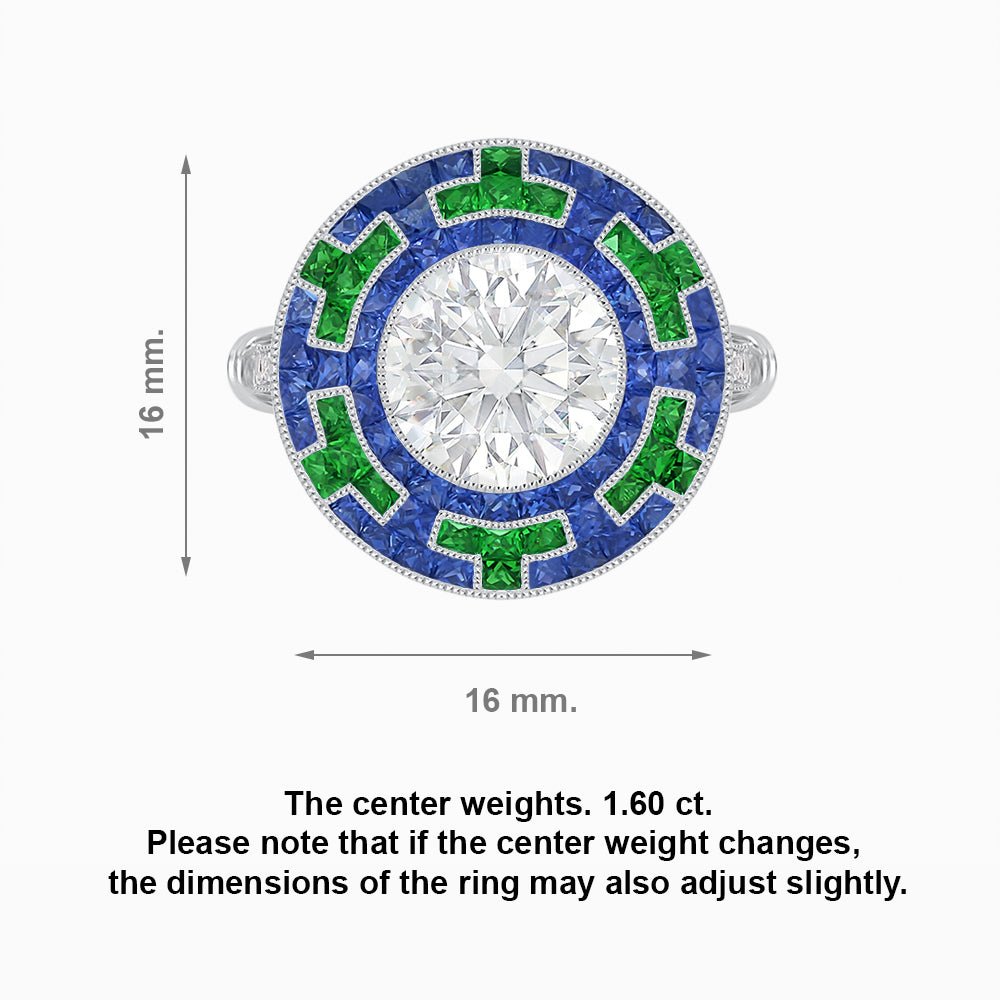 Art Deco Style Geometric Engagement Ring with Diamond - Shahin Jewelry