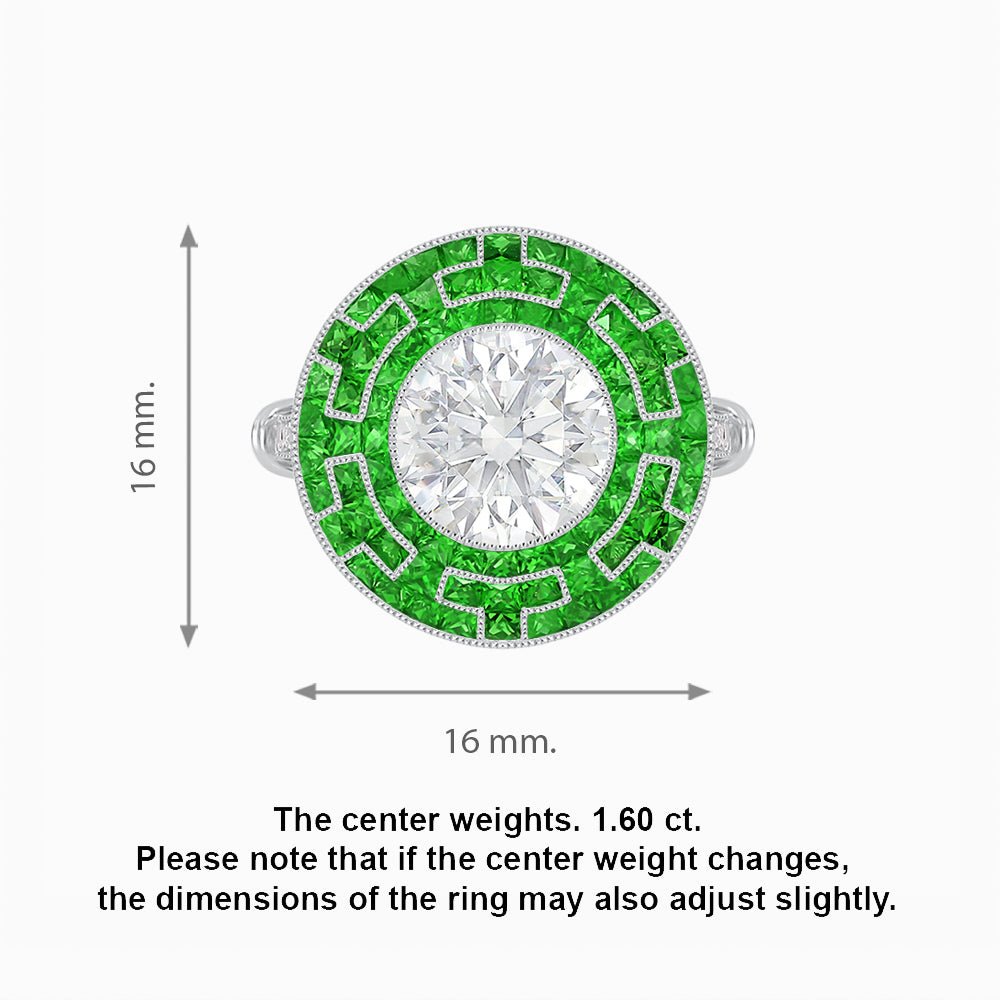 Art Deco Style Geometric Engagement Ring with Diamond - Shahin Jewelry