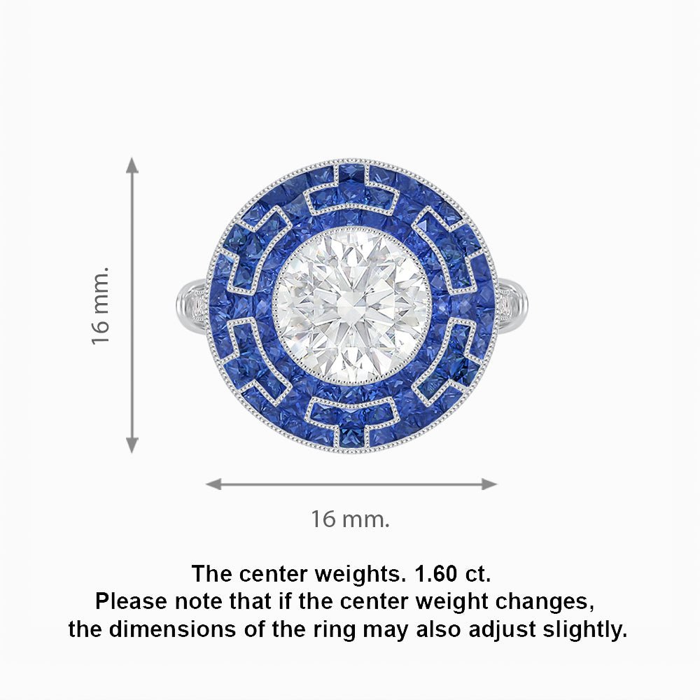 Art Deco Style Geometric Engagement Ring with Diamond - Shahin Jewelry