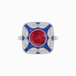 Load image into Gallery viewer, Art Deco Style Geometric Engagement Ring With Gemstone - Shahin Jewelry
