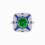 Load image into Gallery viewer, Art Deco Style Geometric Engagement Ring With Gemstone - Shahin Jewelry
