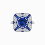 Load image into Gallery viewer, Art Deco Style Geometric Engagement Ring With Gemstone - Shahin Jewelry
