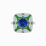 Load image into Gallery viewer, Art Deco Style Geometric Engagement Ring With Gemstone - Shahin Jewelry
