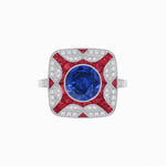 Load image into Gallery viewer, Art Deco Style Geometric Engagement Ring With Gemstone - Shahin Jewelry
