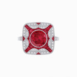 Load image into Gallery viewer, Art Deco Style Geometric Engagement Ring With Gemstone - Shahin Jewelry
