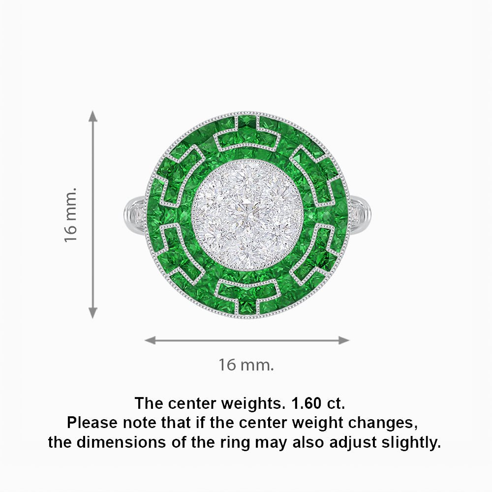 Art Deco Style Geometric Engagement Ring with Illusion Diamond - Shahin Jewelry