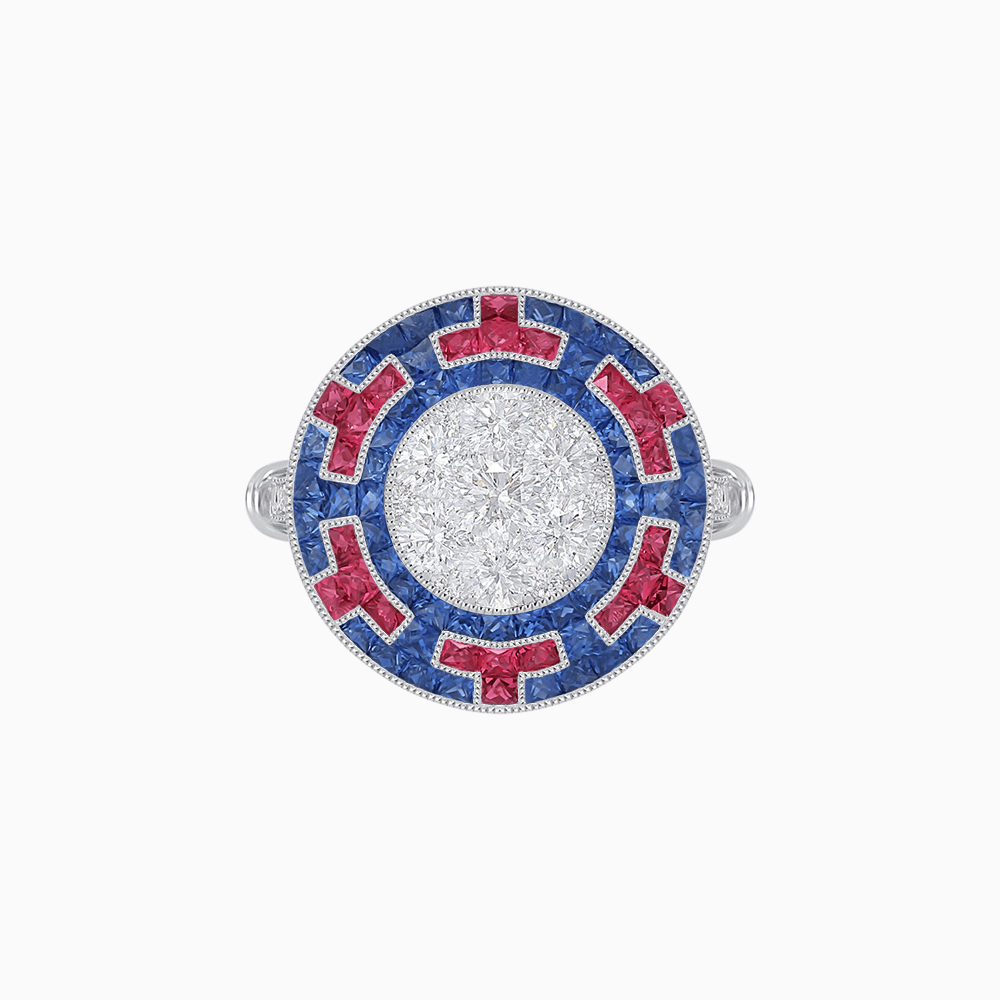 Art Deco Style Geometric Engagement Ring with Illusion Diamond - Shahin Jewelry
