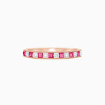 Load image into Gallery viewer, Art Deco Style Half Band with Diamond and French - Cut Spinel in 14K Rose Gold - Shahin Jewelry
