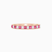Art Deco Style Half Band with Diamond and French - Cut Spinel in 14K Rose Gold - Shahin Jewelry