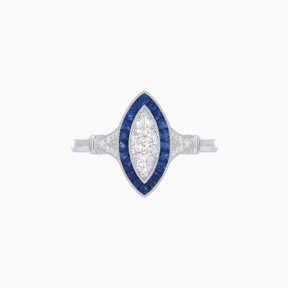 Art Deco Style Illusion Marquise Diamond Ring - Shahin Jewelry