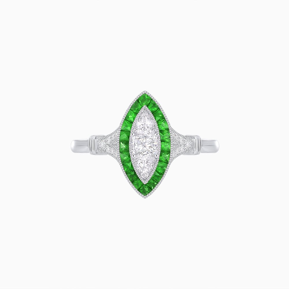 Art Deco Style Illusion Marquise Diamond Ring - Shahin Jewelry